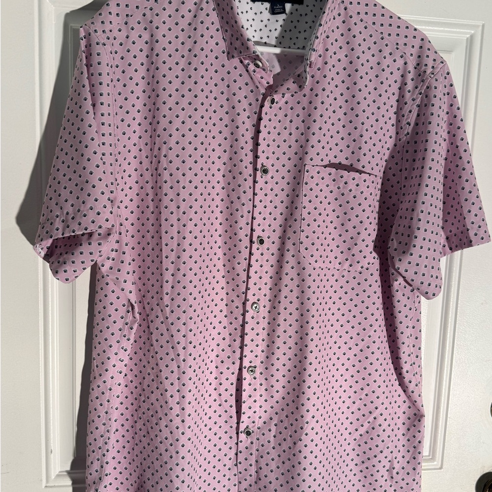 Mizzen+Main Pink and Black Patterned Casual Shirt